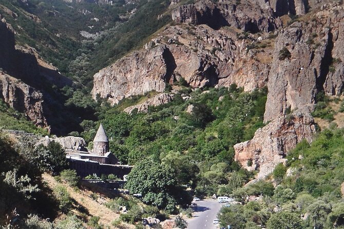 Garni, Geghard, Charent's Arch, Symphony of Stones & LavashBaking - Charents Arch and the road toward Mount Ararat